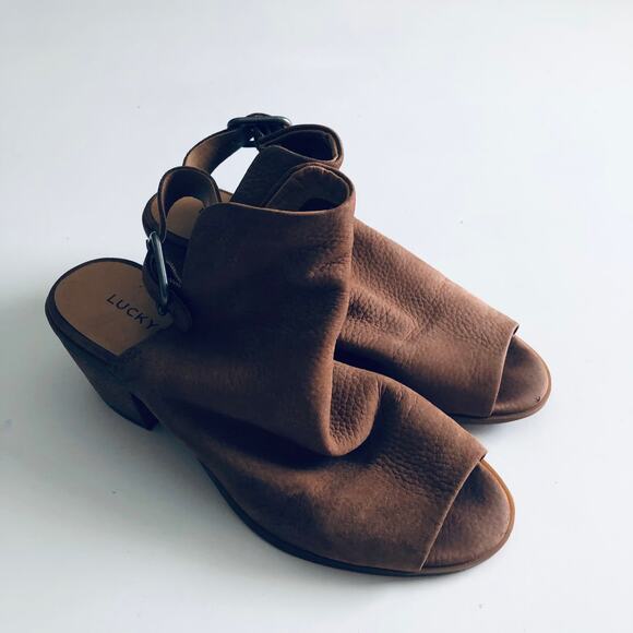 Lucky Brand 'Bray' Women's 6 Open Toe Bootie Tan Leather Boho - Picture 3 of 9